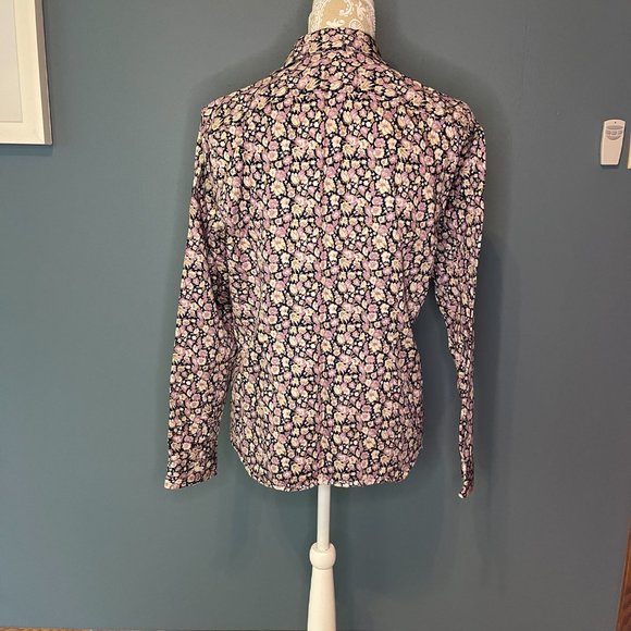 Chaps no iron purple floral long sleeve button down women’s shirt size large. - Picture 7 of 10